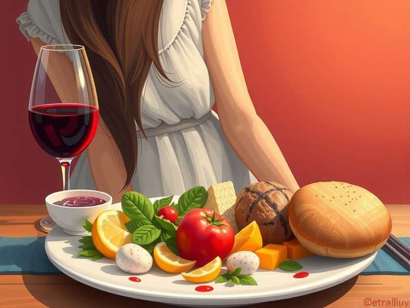 A grand feast table in the Plato game, showcasing various virtual dishes and food resources