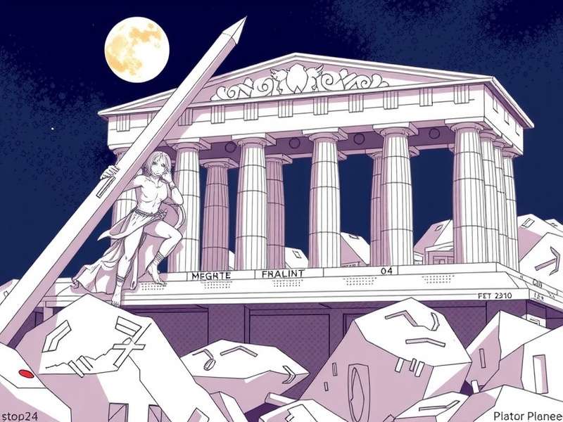 Concept art of Plato the Philosopher character from Plato Game, holding a scroll and a glowing orb