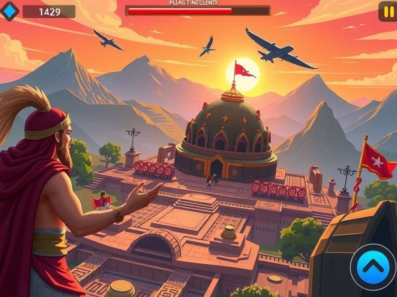 Ancient Greek architecture with columns, representing Plato Academy game world