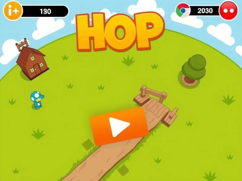 Play Hop gameplay screen showing colourful hopping characters and obstacles