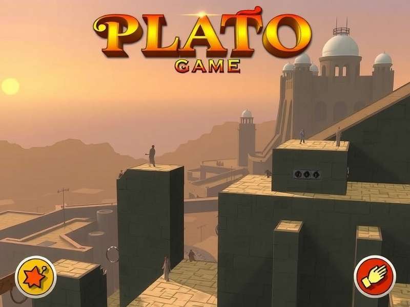 Screenshot of Plato Game PC showing the Academy of Athens with students engaged in philosophical debate