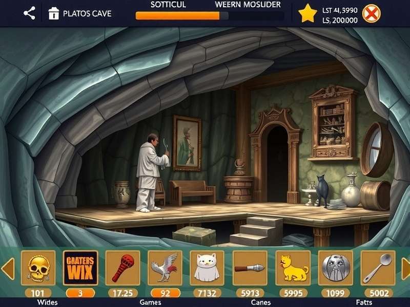 Illustration of Plato's cave allegory with gaming elements