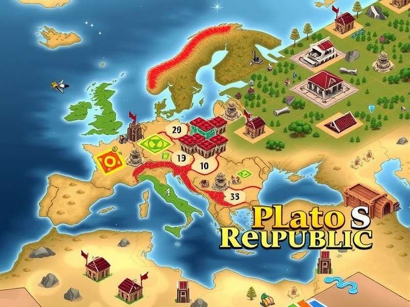 Screenshot of Plato S Republic game showing strategic city-building interface
