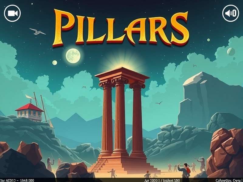 Strategic gameplay view of Pillars of Plato Game showing ancient columns and interface