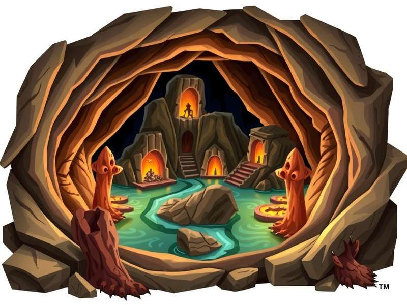 Intricate puzzle mechanism inside Plato's Cave involving light and mirrors