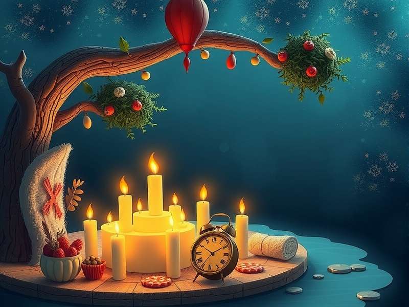 Festive mobile gaming setup with Christmas lights and a phone showing Plato game