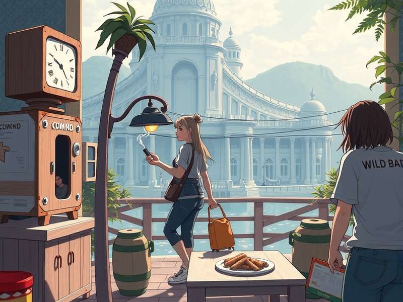 A vibrant spread of colourful dishes representing the Comida food battle arena on Plato