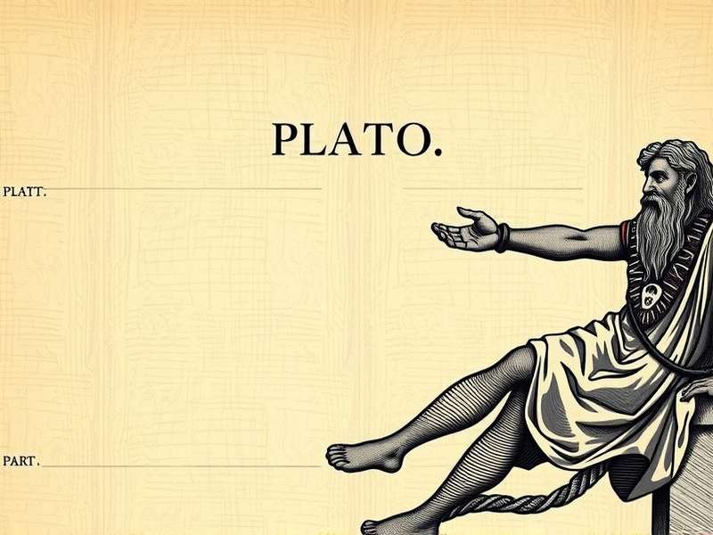 Plato's Academy in Athens — a scholarly gathering under marble colonnades, with olive trees and the Acropolis in the distance.
